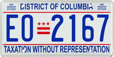 DC license plate EO2167