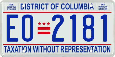 DC license plate EO2181