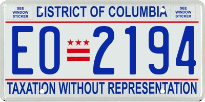 DC license plate EO2194
