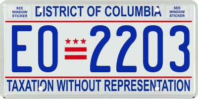 DC license plate EO2203