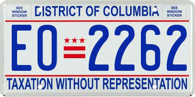 DC license plate EO2262
