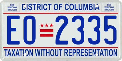 DC license plate EO2335