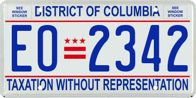 DC license plate EO2342