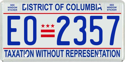 DC license plate EO2357