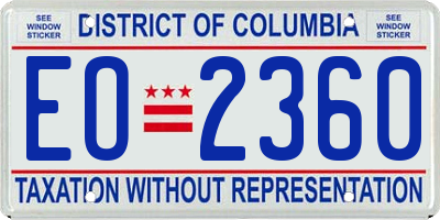 DC license plate EO2360