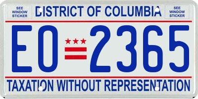 DC license plate EO2365