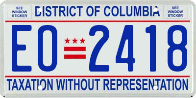 DC license plate EO2418