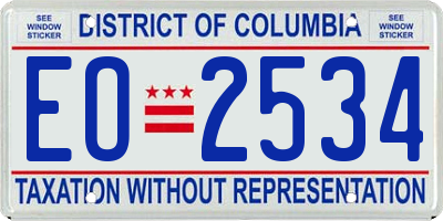DC license plate EO2534