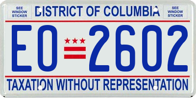 DC license plate EO2602