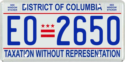 DC license plate EO2650