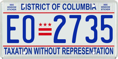 DC license plate EO2735