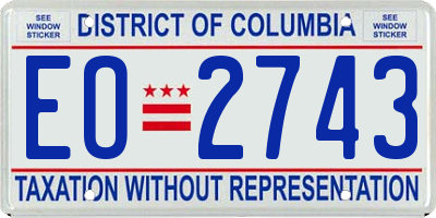 DC license plate EO2743