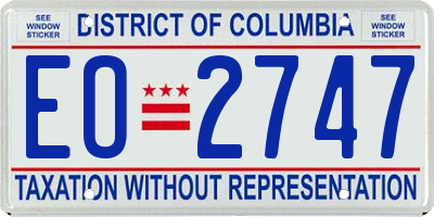 DC license plate EO2747