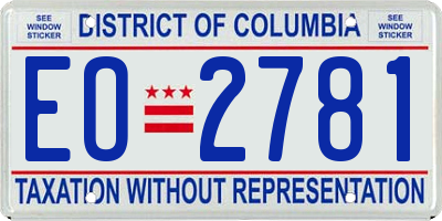 DC license plate EO2781
