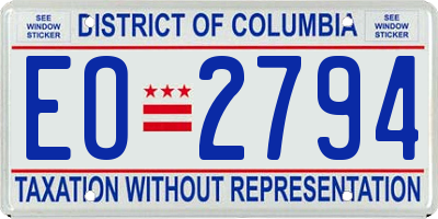 DC license plate EO2794