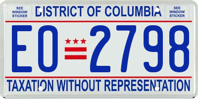 DC license plate EO2798