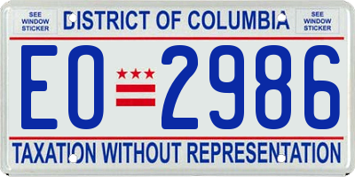 DC license plate EO2986