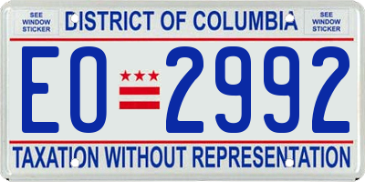 DC license plate EO2992