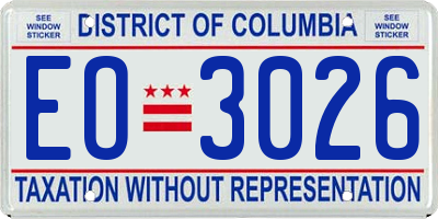DC license plate EO3026