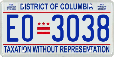 DC license plate EO3038