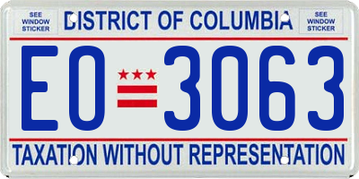 DC license plate EO3063