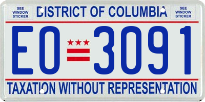 DC license plate EO3091