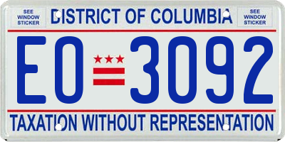 DC license plate EO3092