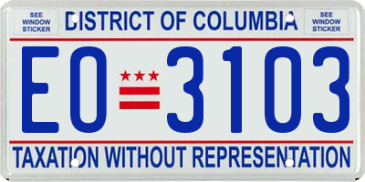 DC license plate EO3103