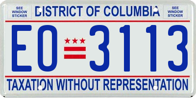 DC license plate EO3113