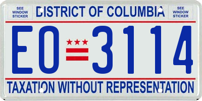 DC license plate EO3114