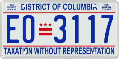 DC license plate EO3117