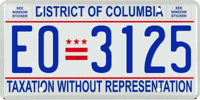 DC license plate EO3125