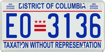 DC license plate EO3136