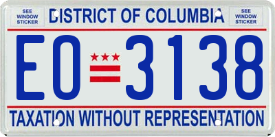 DC license plate EO3138