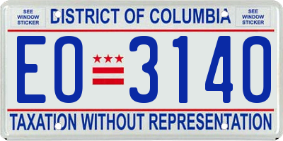 DC license plate EO3140