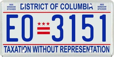DC license plate EO3151