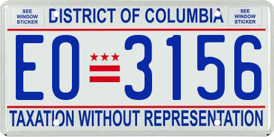 DC license plate EO3156