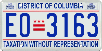 DC license plate EO3163