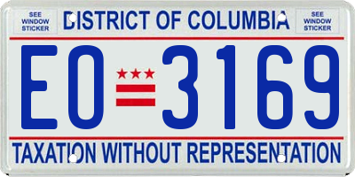 DC license plate EO3169