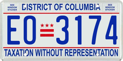 DC license plate EO3174