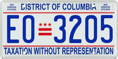 DC license plate EO3205