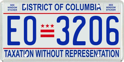 DC license plate EO3206