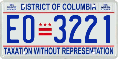 DC license plate EO3221