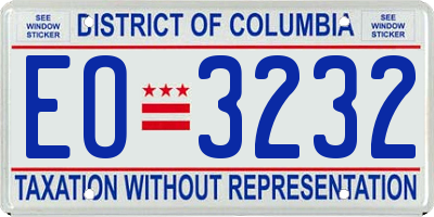 DC license plate EO3232