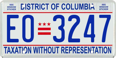 DC license plate EO3247