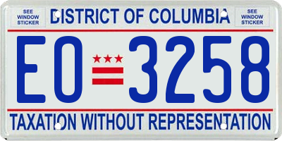 DC license plate EO3258
