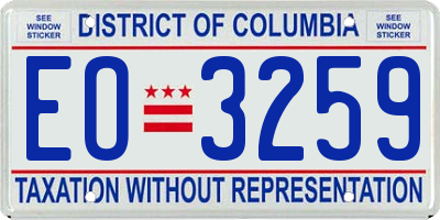DC license plate EO3259
