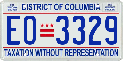 DC license plate EO3329