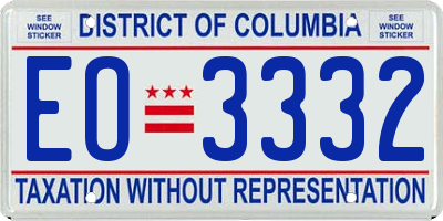 DC license plate EO3332