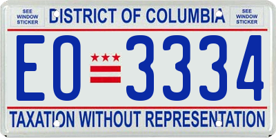 DC license plate EO3334